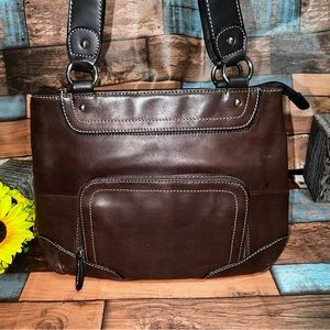 G.H. Bass & Co. Genuine Leather Shoulder Bag Purse (Brown)